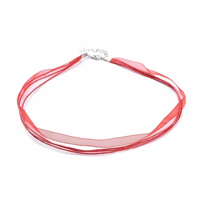 Red Organza Ribbon Wax Cotton Cord Necklace Making Lobster Clasp UK • £1.99