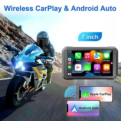 New 7 Inch IP65 Motorcycle Android Auto Universal Wireless Carplay GPS Car Radio • $268.88