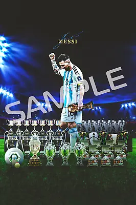 $9.95 • Buy Qatar 2022 World Cup Argentina Lionel Messi Team Trophies Poster  12x18 Inches