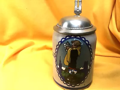 German Art Nouveau 0.5L Munich Child Beer Stein W/Pewter Lid • $65