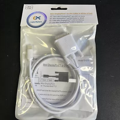 Cable Matters Mini Displayport To DVI Cable In White 6 Feet - New • $7.99
