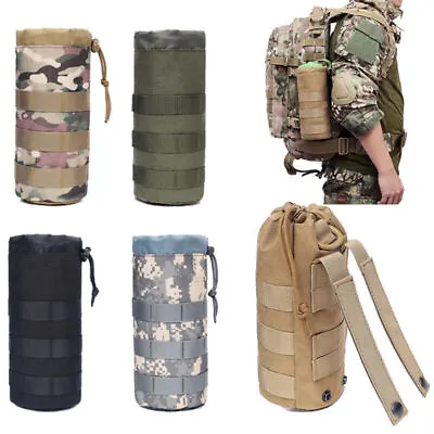 Outdoor Tactical Molle Water Bottle Bag Military Hiking Belt Holder Kettle Pouch • $9.88