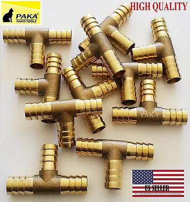$22.69 • Buy 10PC - 1/2  HOSE BARB TEE Brass Pipe 3 WAY T Fitting Thread Gas Fuel Water Air