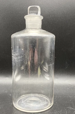 £6 • Buy Vintage Clear Glass Apothecary Bottle Complete With Ground Glass Stopper