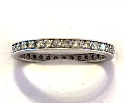 Diamonique Sterling Silver & CZ Full Eternity Ring Size O/P • £4.95