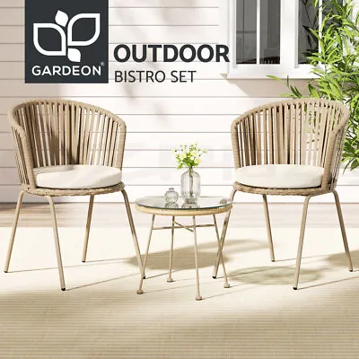$166.95 • Buy Gardeon 3PC Outdoor Lounge Setting Bistro Set Table Chairs Patio Furniture