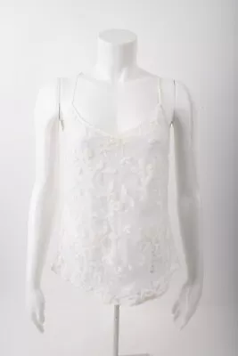 E By Eloise Anthropologie Womans Blouse Top Shirt Camisole S White Floral Lace • $17.49