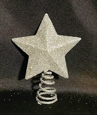 Miniature Christmas Star Feather Tree Topper With Silver Glitter • $6.95