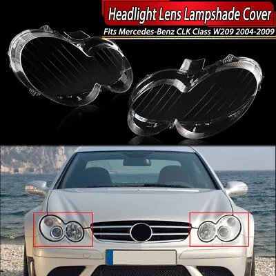 Pair Front Headlight Lens Housing For 2004-2009 Mercedes-Benz W209 CLK280 CLK500 • $229.99