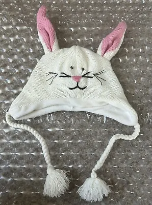 D&Y Beanie One Size UNISEX White Rabbit Animal Hat EarFlap Fleece Lining • $7