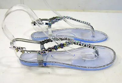 LILIANA CLEAR Stone Summer Beach Retro Jellies Jelly Sandal WOMEN Size  8 • $9.99