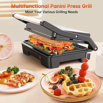 $29.99 • Buy Panini Press Grill, Stainless Steel Sandwich Maker With Double Non-Stick Coated 