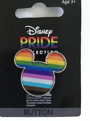 Disney Pride Collection Mickey Mouse Head Rainbow Button Pin Brooch Pinback NWT • $3.99