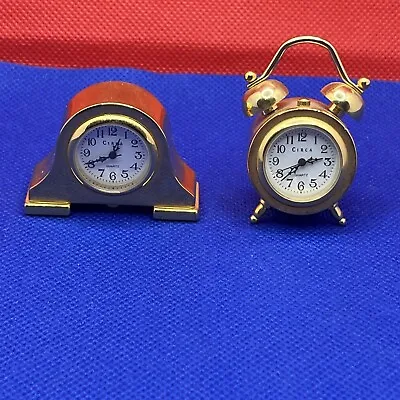 Lot Of Two   Circa  Brand Gold Tone Quartz Miniature Clocks -Lot #A5 • $29.99