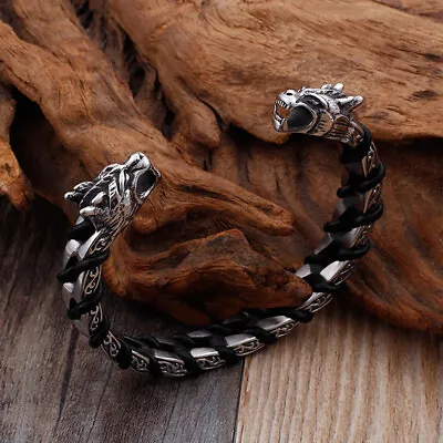 Dragon Viking Bracelet - Stainless Steel |Norse Arm Ring | Torc | Viking Jewelry • $24.99