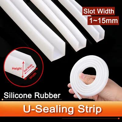 U-Shape Silicone Rubber Sealing Strip U Channel Edging Trim 1/3/5/10-15mm White • $3.73