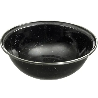 Highlander Deluxe Enamel Bowl Metal Camping Plate Travel Eating Dish Pot Black • £6.95