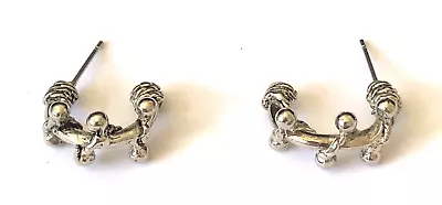 Vintage Abstract Silver Tone Hoop Stud Earrings 5/8  D • $19.50