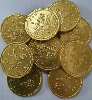 Large Milk Chocolate Gold Foiled Money Coins-Christmas/Party Favours X 10 Coins • £1.99