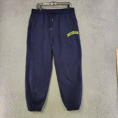 Michigan Wolverines Sweatpants Mens L Large Blue Jogger Drawstring Pockets • $16.77