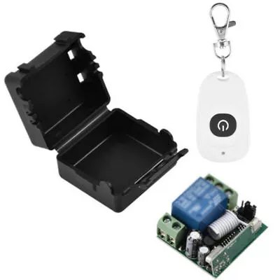 12V Relay 1CH Wireless Transmitter RF Garage Door Remote Control Switch Receiver • £8.95