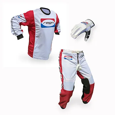 Reign VMX  A1  Red Pants Jersey Gloves Combo Vintage Motocross JT Racing  • $206