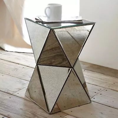 DIAMOND Mirrored Bedside Table Side End Table Stand Living Room Bedroom • £79.99