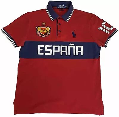 Polo Ralph Lauren Polo Shirt Red Espana Rugby Custom Slim Fit Men's Size M • $42.99