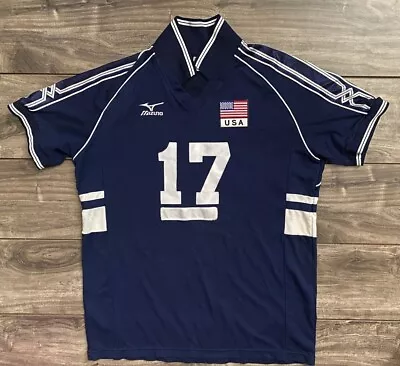 Vintage Mizuno USA Volleyball Team #17 Olympic Indoor Game Jersey Men's Size 2XO • $39.99