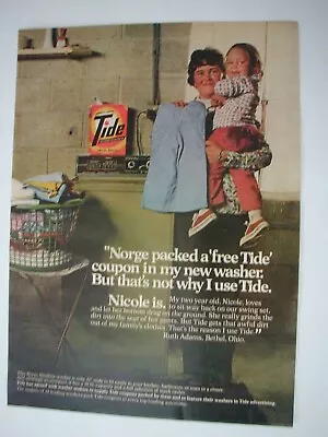 1975 Tide Laundry Detergent Norge Washer Avacado Green VINTAGE PRINT AD LO57 • $4.99