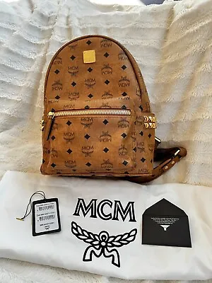 EUC MCM Small Stark Visteos Backpack - Cognac • $600