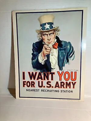 Vintage 1968 Uncle Sam  I Want You  For U.S. Army Recruitment Poster 14  X 11  • $15