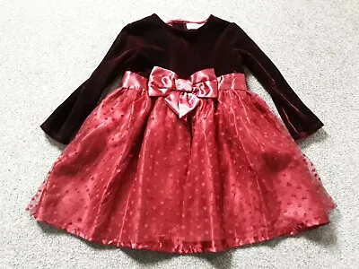 M&Co Red Formal Velvet Dress 12-18 Months • £1.99