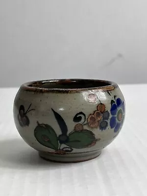 HAND PAINTED TONALA MEXICO POTTERY FLORAL PATTERN 3.5” Diameter BOWL SIGNED • $14