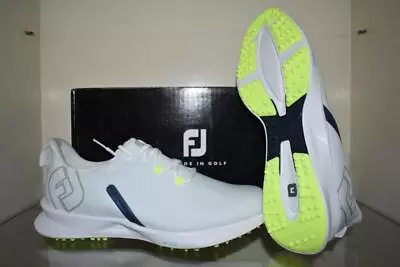FootJoy FJ Men's Fuel Sport Golf Shoes 55453 White/Navy/Lime NIB • $99.99