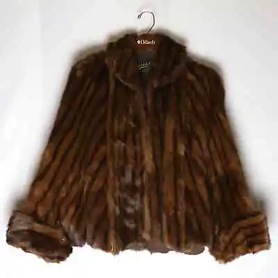 Bensky Furs Mink Coat Womens Brown Soft Striped Fur Shawl Wrap Cape 70s Vintage • $199.99