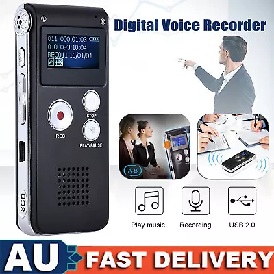 8GB Digital Voice Recorder Audio Sound Dictaphone MP3 Player VAR A-B Repeating • $25.99