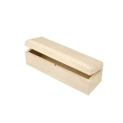 £8.04 • Buy Natural Wooden Pencil Box 20cm Storage Decorate Magnet Wood Small Trinket Craft