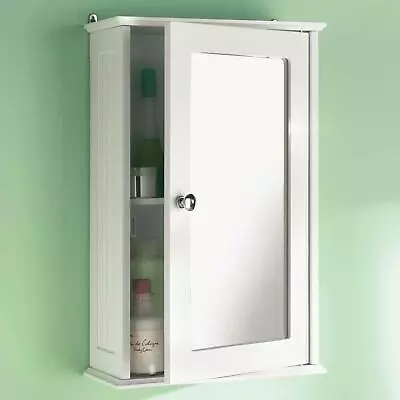 Single Mirror Door Bathroom Cabinet Wooden Indoor Wall Mountable Bathroom Shelf • £24.95