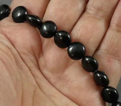 Natural Jet Lignite Gemstone Loose Beads 10mm Flat Round Coin M&M Disk 16  • $19