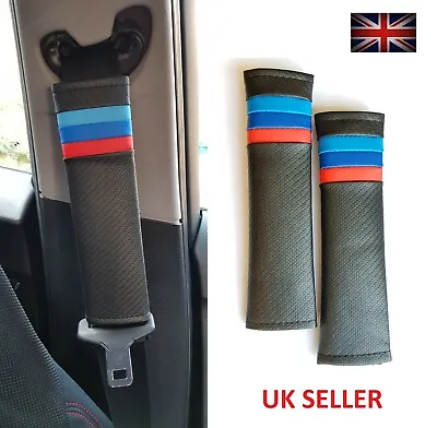 £9.99 • Buy Car Seat Belt Pads Shoulder Strap Carbon Fibre Leather Bmw M Sport Series Mini