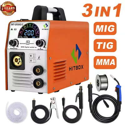 4 IN 1 LED MIG Welder Gasless/Gas 200A 220V Inverter ARC MIG TIG Welding Machine • £219.99