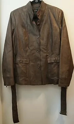 $13.50 • Buy Alfani Women's Brown Gold Button Front Genuine Leather Jacket, Size Large.