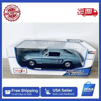 MAISTO 1:18 Scale - 1968 Ford Mustang GT Cobra Jet In Blue - Diecast Model Car • $39.99