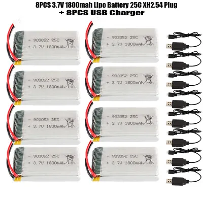 $91.34 • Buy 8x 3.7V 1800mah Lipo Battery Molex Type Plug +Charger For RC Quadcopter Drone US