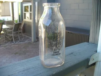 VINTAGE ROYAL CREST INC Black Paint PINT MILK BOTTLE DENVER COLORADO • $4.95