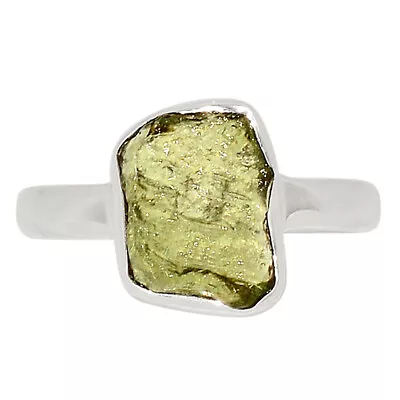 Natural Genuine Czech Moldavite 925 Sterling Silver Ring Jewelry S.6 ALLR-25110 • $32.99