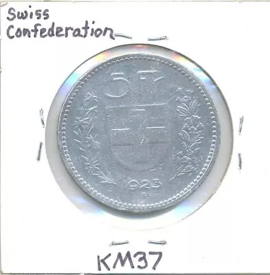 Switzerland 1923 B 5 Francs KM37 Silver - CLEARANCE • $34.50