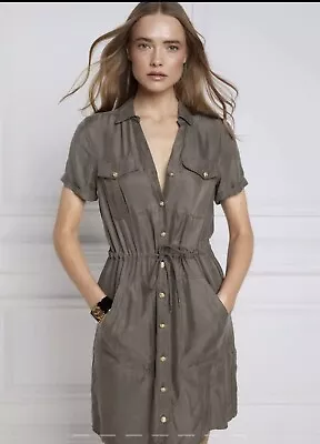 Holland Cooper Khaki Military Shirt Dress Size 8 RRP £149.   Worn Once  • £80