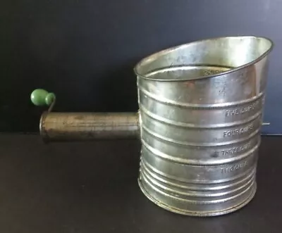 VTG Bromwell's Measuring Sifter Unique Style Stick Handle Green Know 5 Cup Farm • $19.90